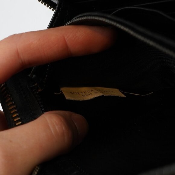 Bottega Veneta Continental Black Intrecciato Leather Zip Wallet 8.5in Oversized - Picture 5 of 11